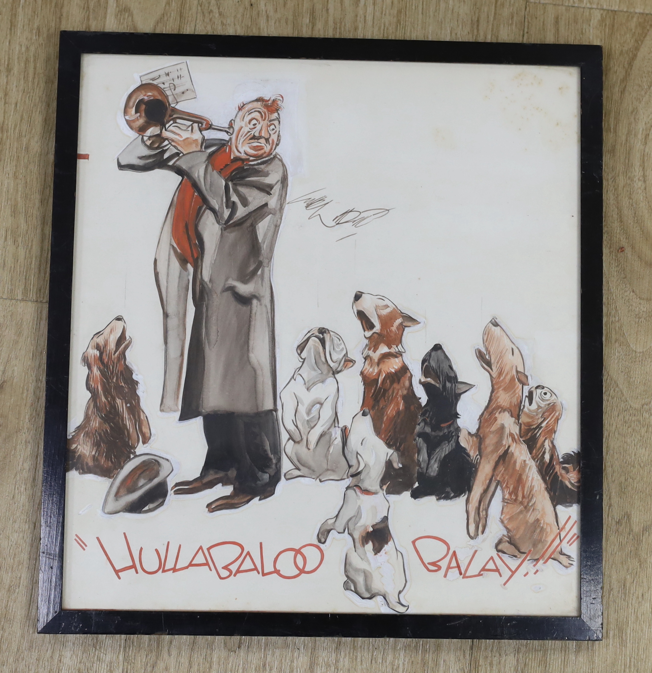 Gilbert Wilkinson (1891-1965), ink and watercolour, 'Hullabaloo Balay!!', signed, 29 x 27cm